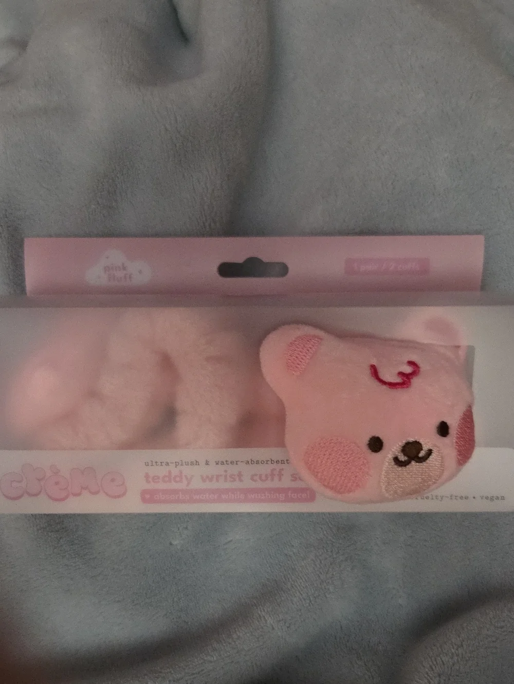 The Creme ShopPink Plush Teddy Wrist Cuff Spa Headband - Pink NWOT